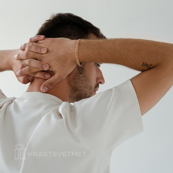 Браслет из красного золота, плетение «Ромб тройной»